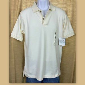 BOCA CLASSICS Mens Size Small Cream White Short Sleeves Polo Golf Shirt NWT